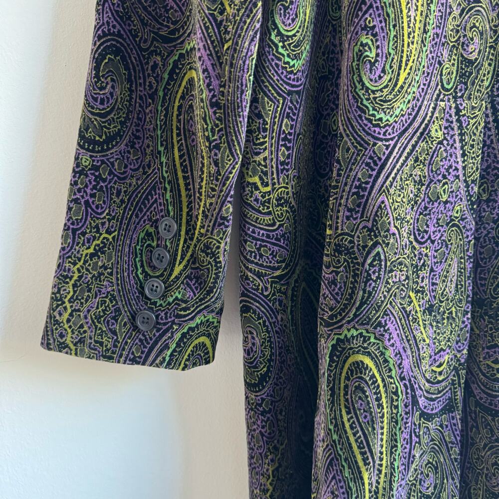 Suzanne Somers Velvet Paisley Print Trench Coat - 10 - Picture 10 of 12